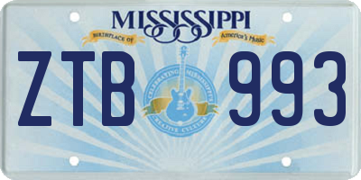 MS license plate ZTB993