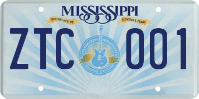 MS license plate ZTC001