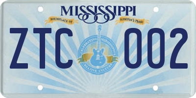 MS license plate ZTC002