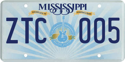 MS license plate ZTC005