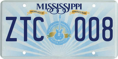 MS license plate ZTC008