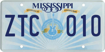 MS license plate ZTC010