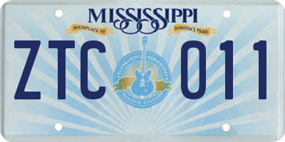 MS license plate ZTC011