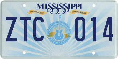 MS license plate ZTC014