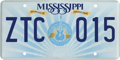 MS license plate ZTC015