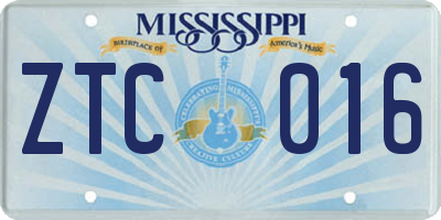 MS license plate ZTC016