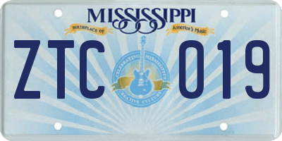 MS license plate ZTC019