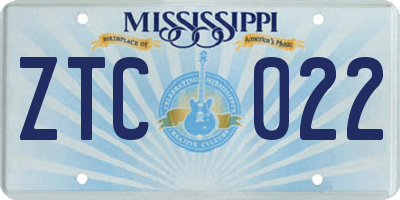 MS license plate ZTC022
