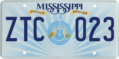MS license plate ZTC023