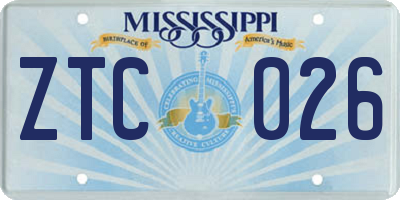 MS license plate ZTC026