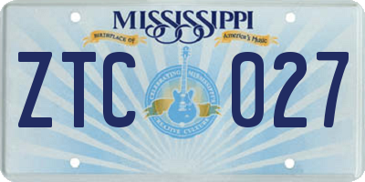 MS license plate ZTC027