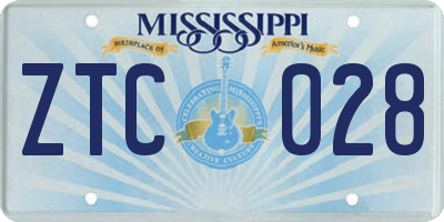 MS license plate ZTC028