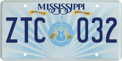 MS license plate ZTC032