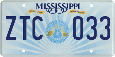 MS license plate ZTC033