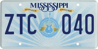 MS license plate ZTC040