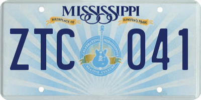 MS license plate ZTC041