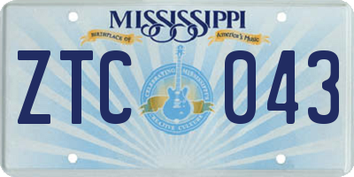 MS license plate ZTC043