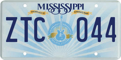 MS license plate ZTC044