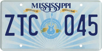 MS license plate ZTC045