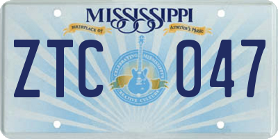 MS license plate ZTC047