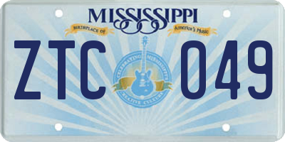 MS license plate ZTC049