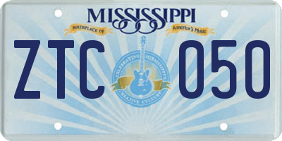 MS license plate ZTC050