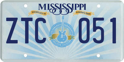 MS license plate ZTC051