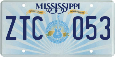 MS license plate ZTC053