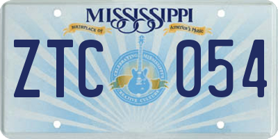 MS license plate ZTC054
