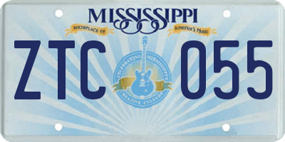 MS license plate ZTC055