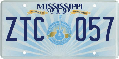 MS license plate ZTC057