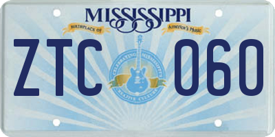 MS license plate ZTC060
