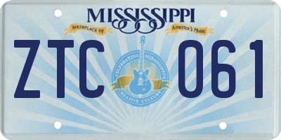 MS license plate ZTC061