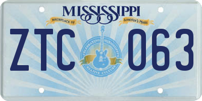 MS license plate ZTC063