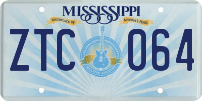 MS license plate ZTC064
