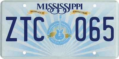 MS license plate ZTC065