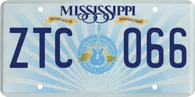 MS license plate ZTC066
