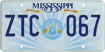 MS license plate ZTC067