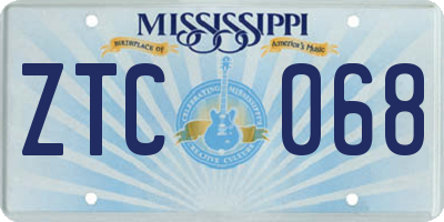 MS license plate ZTC068