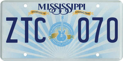 MS license plate ZTC070