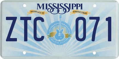 MS license plate ZTC071
