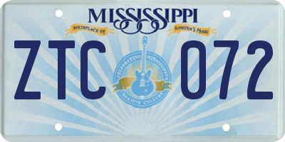 MS license plate ZTC072
