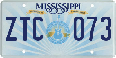 MS license plate ZTC073