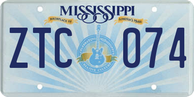 MS license plate ZTC074