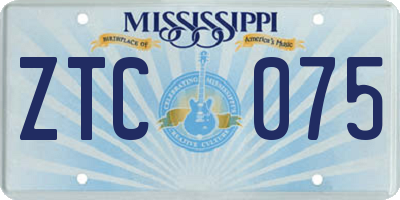 MS license plate ZTC075