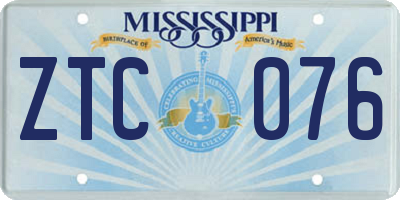 MS license plate ZTC076