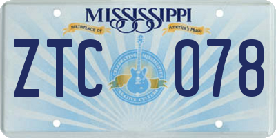 MS license plate ZTC078