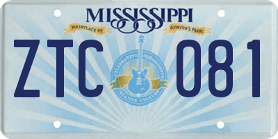 MS license plate ZTC081
