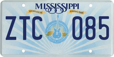 MS license plate ZTC085