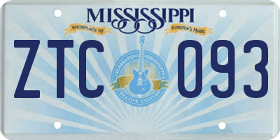 MS license plate ZTC093